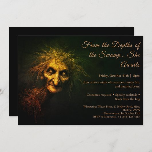 Swamp Hag Halloween Kostuum Party Uitnodiging (Voorkant / Achterkant)