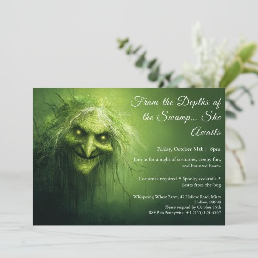 Swamp Hag Halloween Kostuum Party Uitnodiging (Staand voorkant)
