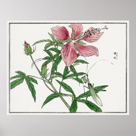 Swamp Mallow with Praying Mantis, Morimoto Toko, Poster (Voorkant)