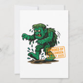 Swamp Monster Cartoon - Goedgekeurd door Halloween Kaart (Voorkant)