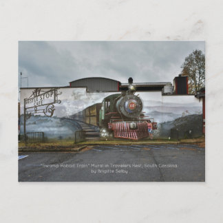 Swamp Rabbit Train muurschildering bij het Whistle Briefkaart