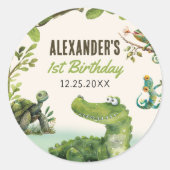 Swamp Reptile 1e verjaardagsfeest Ronde Sticker (Voorkant)