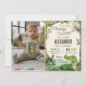 Swamp Reptile 1st Birthday Party Foto Kaart (Voorkant)