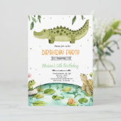Swamp reptiles birthday party invitation kaart (Staand voorkant)