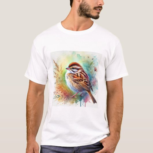 Swamp sparrow 220924AREF117 - Watercolor T-shirt (Voorkant)
