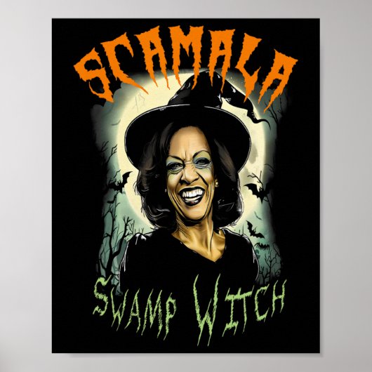 Swamp Witch Funny Anti Kamala Harris 2024 Hallowee Poster (Voorkant)