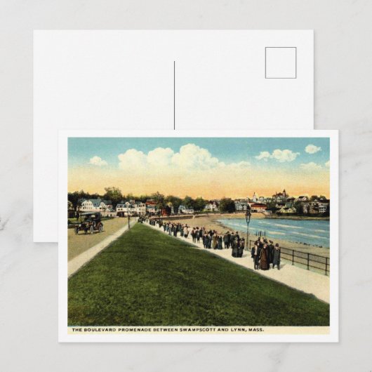 Swampscott, Lynn MA, Promenade c1920s  Briefkaart (Voorkant / Achterkant)