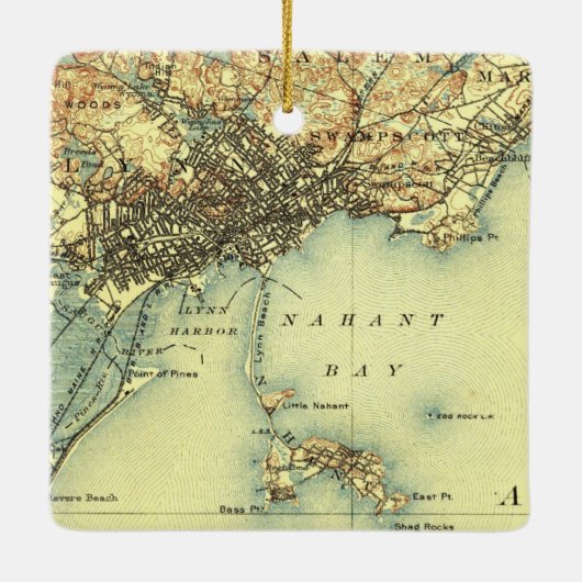 Swampscott MA  Map Keramisch Ornament (Achterkant)