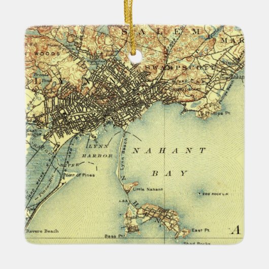 Swampscott MA  Map Keramisch Ornament (Voorkant)