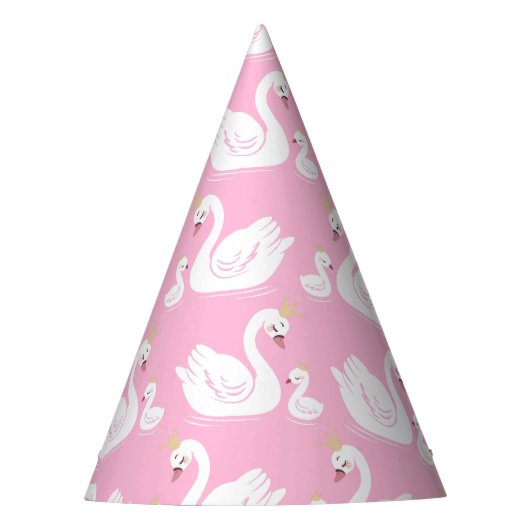 Swan 1st Birthday Baby shower Roze Feesthoedjes (Voorkant)