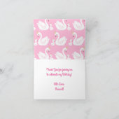 Swan 1st Birthday Baby shower Roze Kaart (Binnen)
