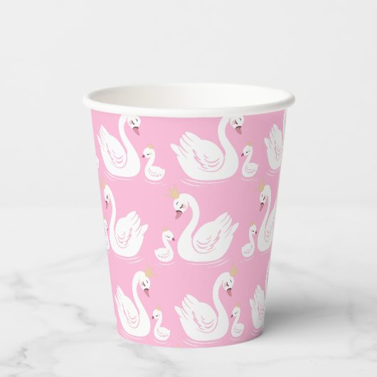 Swan 1st Birthday Baby shower Roze Papieren Bekers (Achterkant)