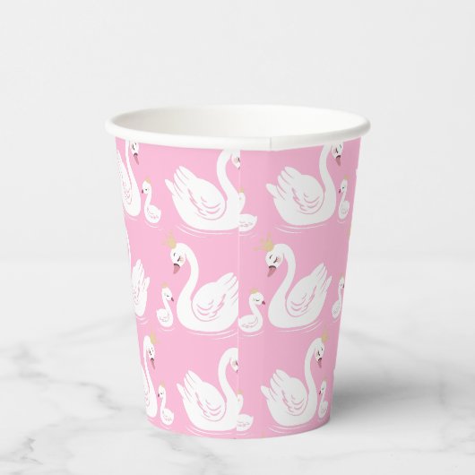 Swan 1st Birthday Baby shower Roze Papieren Bekers (Rechts)