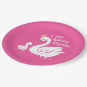Swan 1st Birthday Baby shower Roze Papieren Bordje (Gekanteld)