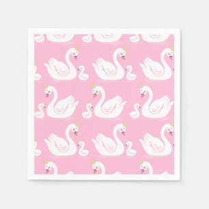 Swan 1st Birthday Baby shower Roze Servet