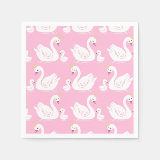 Swan 1st Birthday Baby shower Roze Servet (Voorkant)