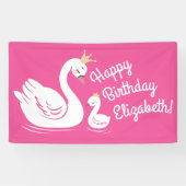 Swan 1st Birthday Baby shower Roze Spandoek (Horizontaal)