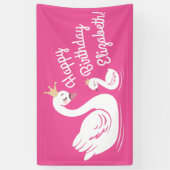 Swan 1st Birthday Baby shower Roze Spandoek (Verticaal)