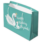 Swan 1st Birthday Party Baby shower Groot Cadeauzakje (Achterkant Gekanteld)