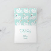 Swan 1st Birthday Party Baby shower Kaart (Binnen)