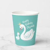 Swan 1st Birthday Party Baby shower Papieren Bekers (Achterkant)