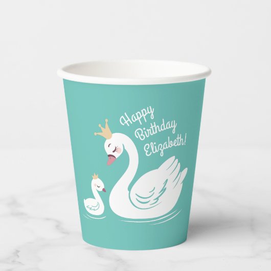 Swan 1st Birthday Party Baby shower Papieren Bekers (Voorkant)