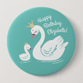 Swan 1st Birthday Party Baby shower Ronde Button 4,0 Cm (Voorkant)