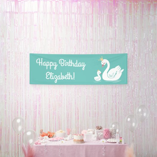 Swan 1st Birthday Party Baby shower Spandoek (Feest)