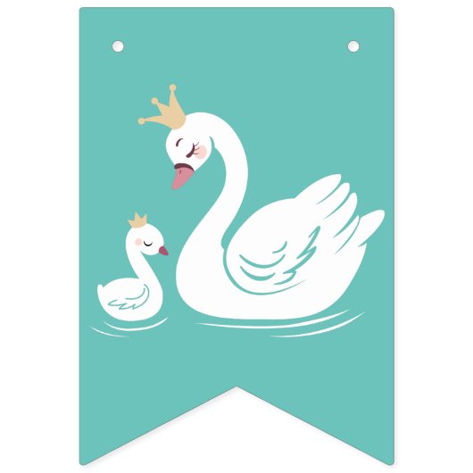 Swan 1st Birthday Party Baby shower Vlaggetjes (Eerste vlag)