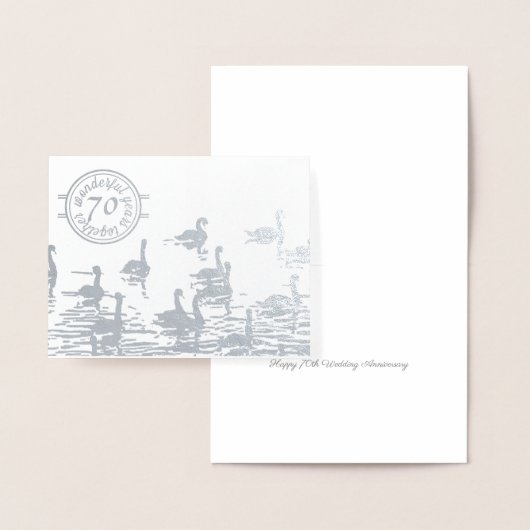 Swan 70th platinum trouwdag folie kaarten (Display)