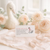 Swan and Pink Coquette Books for Baby Shower Informatiekaartje