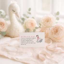 Swan and Pink Coquette Books for Baby Shower Informatiekaartje