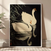 Swan and Reeds Ohara Koson Japanese Woodblock  Poster