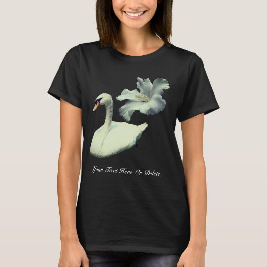 Swan And White Hibiscus Flower Personalized T-shirt (Voorkant)