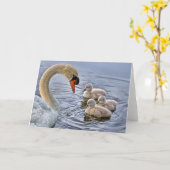 Swan & Babies Wenskaart Kaart (Gele Bloem)