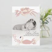 Swan Baby Girl Floral Pink Aangepaste foto Aankondiging (Staand voorkant)