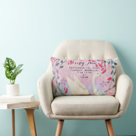 Swan Baby Girl Nursery Baby Stats of Birth Record Kussen