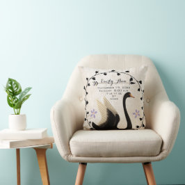 Swan Baby Girl Nursery Baby Stats of Birth Record Kussen