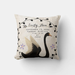 Swan Baby Girl Nursery Baby Stats of Birth Record Kussen