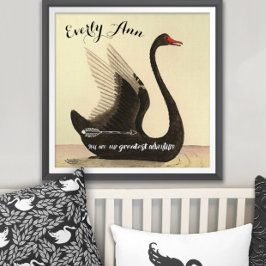 Swan Baby Girl Nursery Poster