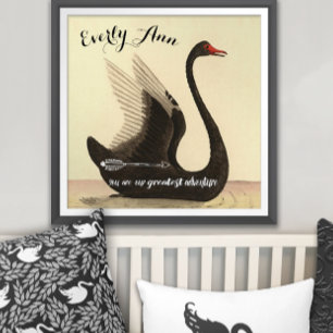 Swan Baby Girl Nursery Poster