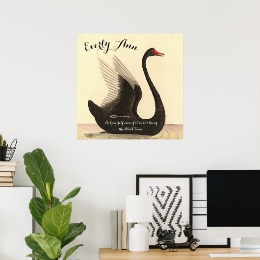 Swan Baby Girl Nursery Voeg je eigen prijsopgave t Poster (Thuiskantoor)
