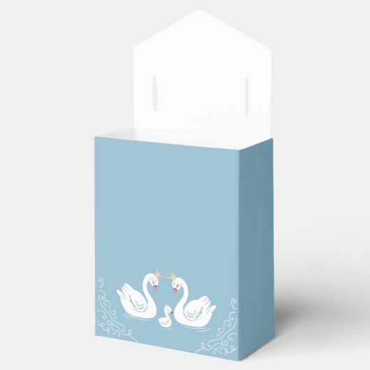 Swan Baby shower Bird with Crown Co-Ed Blue Bedankdoosjes (Geopend)