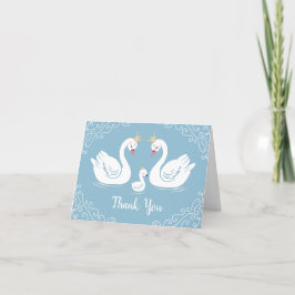 Swan Baby shower Bird with Crown Co-Ed Blue Bedankkaart