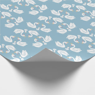 Swan Baby shower Bird with Crown Co-Ed Blue Cadeaupapier