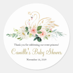 Swan Baby shower Dank u Sticker