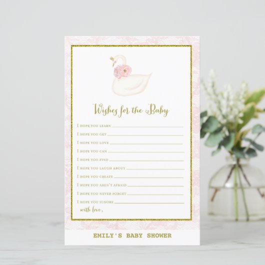 Swan Baby shower Game PRINED (Staand voorkant)