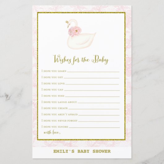 Swan Baby shower Game PRINED (Voorkant)