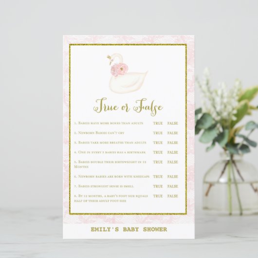 Swan Baby shower Game PRINED (Staand voorkant)