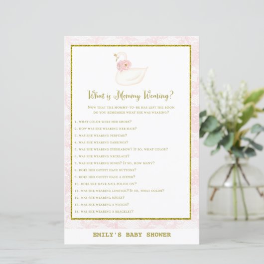 Swan Baby shower Game PRINED (Staand voorkant)